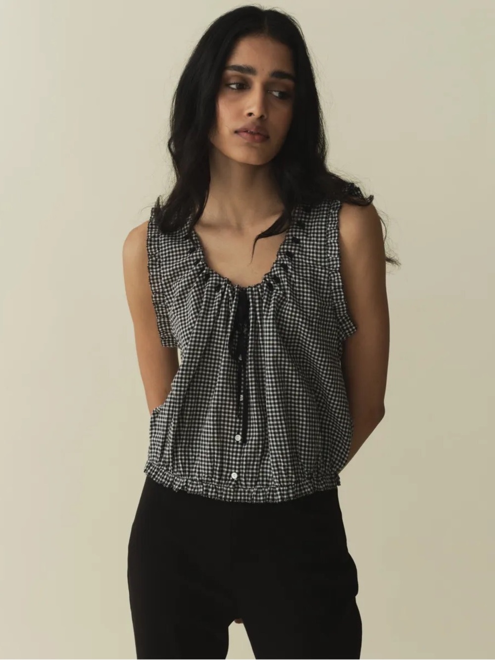 DOEN TRAVELER TOP LA MADDALENA GINGHAM NWT